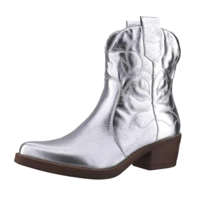 Abbildung von Elara Cowboy/Bikerstiefelette, Damen, Größe: 39, Silberfarben Schuhe