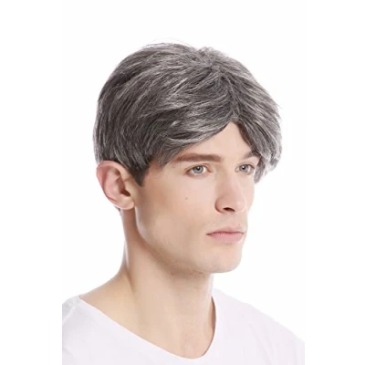 Abbildung von WIG ME UP GFW967 44 Männer Herren Perücke kurz kurzhaarig Scheitel modisch Grau Dunkelgrau mit Schwarz