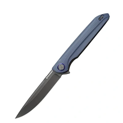 Abbildung von Harnds Assassin Titanium Klappmesser Outdoor Messer,Schnelles Öffnen Taschenmesser mit Sandvik 14C28N Klinge und G10 Handgriff Sicheres Verriegeln,111g 22,8cm Camping messer (Grau Titan)