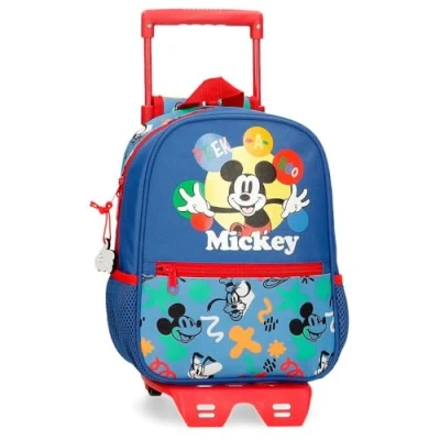 Abbildung von Joumma Bags Disney Micky Peek a Boo, Schulrucksack, aus Polyester, Verschiedene Taschen und Fächer, breite Träger, ergonomisch gepolstert., blau, Rucksack 28 + Trolley