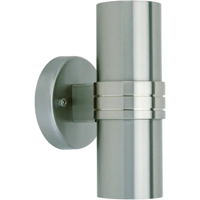 Abbildung von BRILLIANT Lampe Hanni LED Außenwandleuchte 2flg edelstahl 2x PAR51, GU10, 3W Reflektorlampen inklusive, (250lm, 3000K) IP Schutzart: 44 spritzwassergeschützt