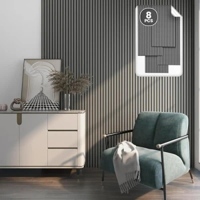 Abbildung von neu.holz 3D Wandpaneel, (Set, 8 tlg) »Vang« Akustik Wandpaneel Eiche, hellgrau 5,76m²