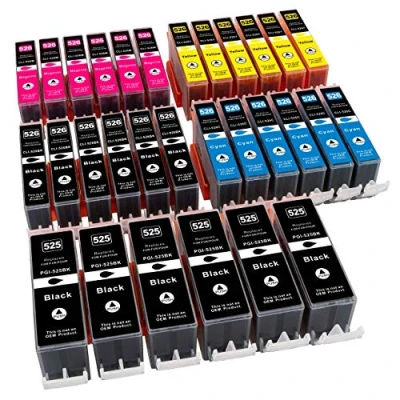 Abbildung von ESMOnline 30 komp. Druckerpatronen als Ersatz zu Canon PGI 525 CLI 526 für Pixma iP4850 iP4950 iX6550 MX715 MX885 MX895 MG5100 MG5150 MG5200 MG5250 MG5300 MG5350 MG6150 MG6250 MG8150 MG8250 30er