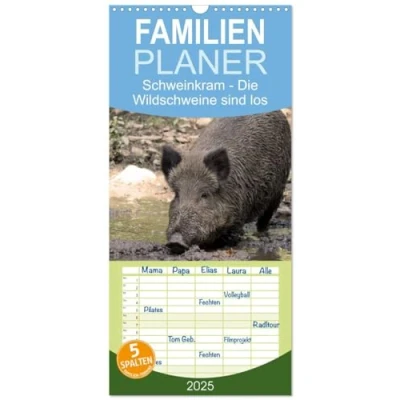 Abbildung von Familienplaner 2025 Schweinkram Die Wildschweine sind los mit 5 Spalten (Wandkalender, 21 cm x 45 cm), CALVENDO