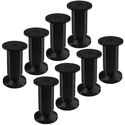 Abbildung von SOTECH 8 Stück Möbelfüße Terra Höhe 100 mm Schwarz eloxiert Schrankbeine höhenverstellbar bis max. 15 mm, belastbar 250 kg/je Fuß