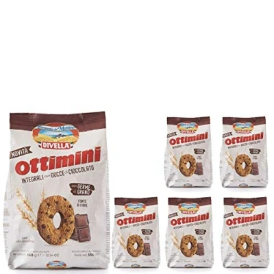 Abbildung von Divella Biscotti Ottimini Integrali Con Gocce di Cioccolato 6 Confezioni da 350 grammi
