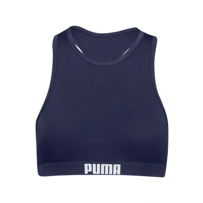 Abbildung von Puma Racerback SWIM TOP Bikinitop, Damen, Größe: Medium, Navy
