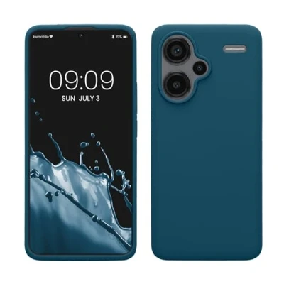 Abbildung von kwmobile Hülle kompatibel mit Xiaomi Redmi Note 13 Pro+ 5G / Pro Plus Silikon Handy Case Handyhülle weiche Oberfläche kabelloses Laden Petrol matt