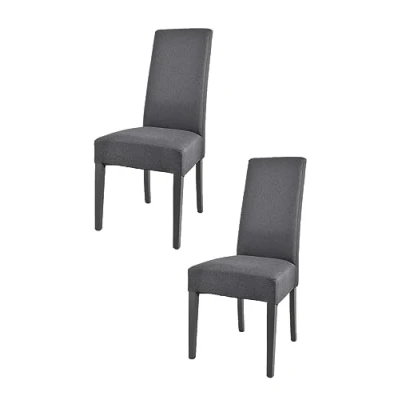 Abbildung von t m c s Tommychairs 2er Set Moderne Stühle Chiara für Küche und Esszimmer, robuste Struktur aus lackiertem Buchenholz Farbe Dunkelgrau, gepolstert mit Stoff in der Dunkelgrau bezogen