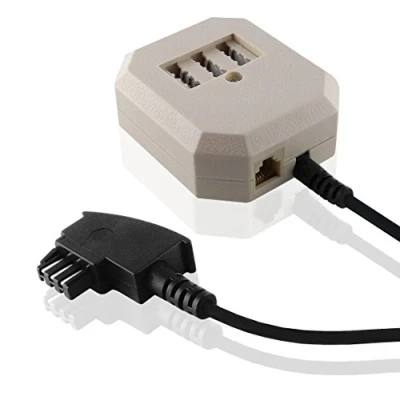 Abbildung von BestPlug 10 Meter Telefon Fax Kabel Adapter Verteiler Splitter Weiche 1 TAE F Stecker auf Buchse, 2 N Buchse und RJ11 Schwarz, Beige