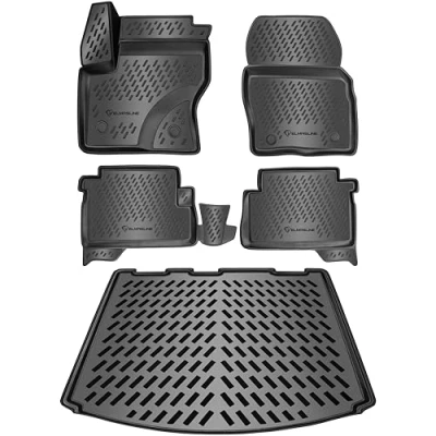 Abbildung von ELMASLINE Gummimatten &amp; Kofferraumwanne Set für Ford KUGA 2 (II) 2012 2019 Antirutsch mit hohem 5cm Rand Zubehör
