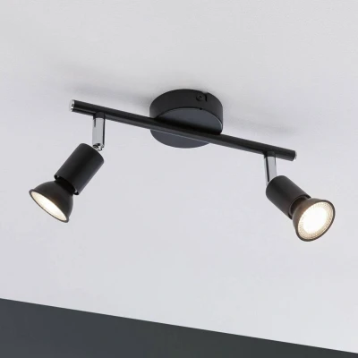 Abbildung von Paulmann 66751 Spotlight Carolina 2 flammig IP44 max. 2x10 Watt dimmbar Deckenstrahler Anthrazit, Chrom Metall Deckenspot GU10 ohne Leuchtmittel