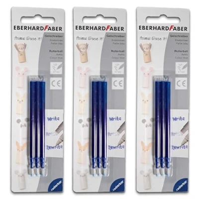 Abbildung von Eberhard Faber Animal Erase It Ersatzminen blau Gelminen 3 Packungen à Minen