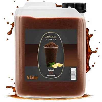Abbildung von A. Becker&#039;s Slush Eis Sirup Ohne Azofarbstoffe 5L Cola Vegan 1L Konzentrat ergibt 6L Getränkesirup für Zubereitung in Maschine und Mixer