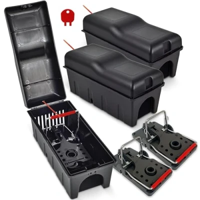 Abbildung von Roshield Rattenfalle Killerbox einfach aufzustellende Sicherheitsbox für Zuhause, Schuppen &amp; Garagenkontrolle Behandlung (professionelle Qualität, 3 Stück)