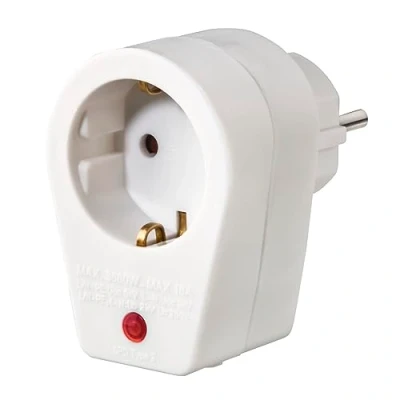 Abbildung von Hama Steckdosenadapter, Überspannungsschutz (Schutzkontakt Stecker, erhöhter Berührungsschutz, Adapter, Schutzkontaktsteckdose, Reise Zubehör, Reisestecker, Steckdosenadapter 1 fach) weiß