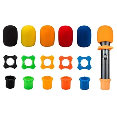 Abbildung von Mikrofon Windschutz, Schaumstoff Mikrofonabdeckung, 5 Sätze Handheld Bühne Mic Windschutz aus Schwamm Waschbar, Abdeckung, für Klassenzimmer, Konferenzräume (5 Farben)