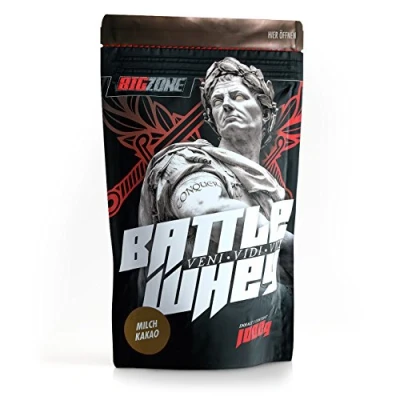 Abbildung von Big Zone BATTLE Whey Protein Concentrate Eiweiss Lecker Qualität Made in Germany 1000g 1KG Pulver (Milch Kakao)