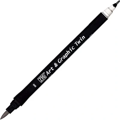 Abbildung von Kuretake ZIG Art and Graphic Twin Tip Bürste 080 Marker, Grau