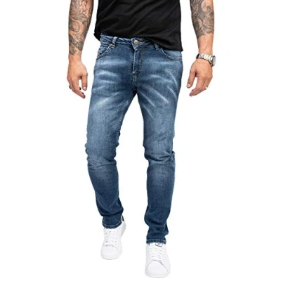 Abbildung von Indumentum Jeans Herren Slim Fit Hose Stretch Männer Hosen Herrenjeans Denim Herrenhose Mens Pant Stretchjeans Laser Effekt Blau IS 300 W33 L32