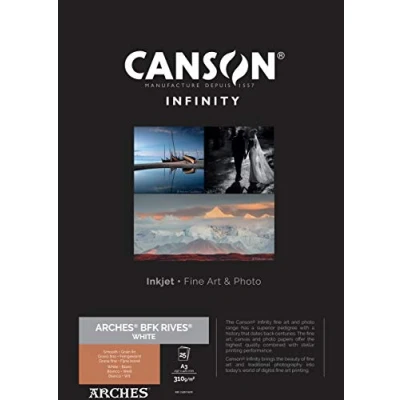 Abbildung von Canson Infinity BFK Rives 100% Textur, 310 g, Box A3, 25 Stunden, natürliches Weiß