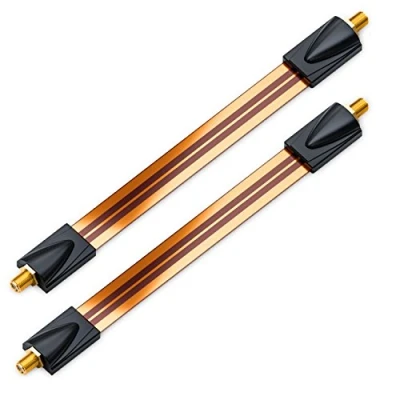 Abbildung von deleyCON 2x Fensterdurchführungen SAT Kabel 17cm Flexibel 26cm Länge Kupplung Fenster &amp; Türen Vergoldet Extrem Flach Geschirmt Klebepads Kupfer