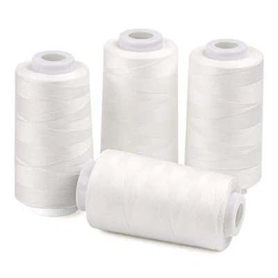 Abbildung von ilauke 4 Kone Overlockgarn Nähgarn 40/2 je 3000 Yard (2743 Meter) 100% Polyester Garn für Overlock Nähmaschinen (Weiß)