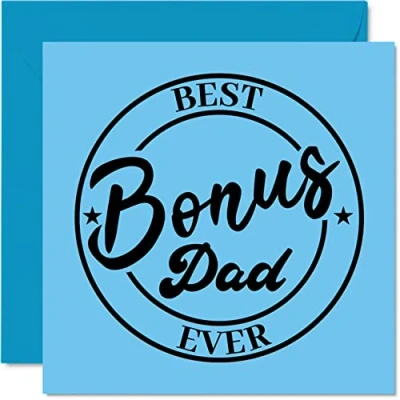 Abbildung von Step Dad Vatertagskarte Best Bonus Ever lustige Neuheit Happy Birthday von Stiefsohn Tochter, 145 mm x Geburtstagskarte für Stiefvater, Papa, Vater