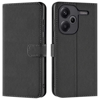 Abbildung von Verco Handyhülle für Xiaomi Redmi Note 13 Pro+ 5G Hülle, Bookcase Tasche Flipcover Case [Kartenfächer/Aufstellfunktion], Schwarz