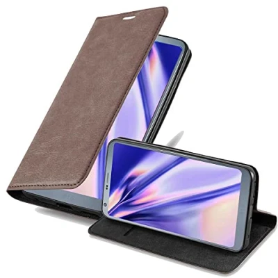 Abbildung von Cadorabo Hülle kompatibel mit LG G6 aus Premium Kunst Leder Flip Klappbare Stoßfeste Magnetische [Standfunktion] [Kartenfächern] Cover für Tasche in Braun