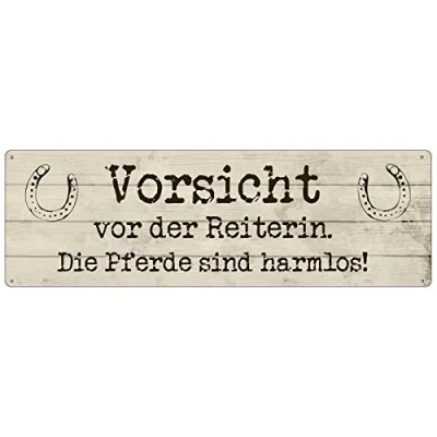 Abbildung von Interluxe METALLSCHILD Blechschild Vorsicht VOR DER Reiterin *DIE Pferde* Stall Reiterhof