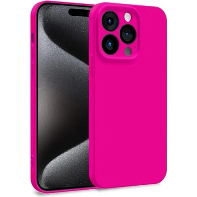 Abbildung von MyGadget Hülle für iPhone 15 Pro Zweilagige Handyhülle mit Kameraschutz Cover Innenfutter &amp; Silikon außen Magenta Rot