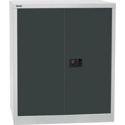 Abbildung von BISLEY Flügeltürenschrank Universal, 1 verzinkter Fachboden, 2 OH, Metall, 525 Korpus Lichtgrau, Fronten Anthrazitgrau, 40 x 91.4 100 cm