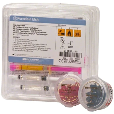 Abbildung von Porcelain Etch &amp; Silane Kit 2 x 1,2 ml Spritzen Etch, Silane, 20 Inspiral Brush Tip, Black Mini Tip