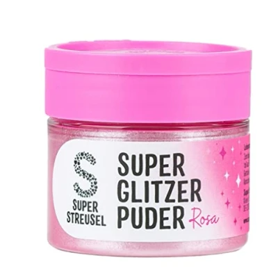 Abbildung von Super Streusel SuperGlitzerPuder Rosa Essbarer Glitzer für Getränke, Kuchen, Torten Glitzerpulver Pulver Glitter Pink Glitzerstaub
