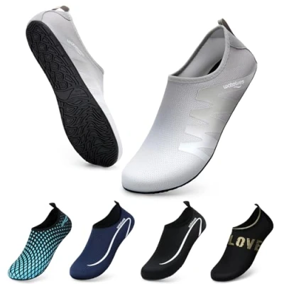 Abbildung von WateLves Wasserschuhe Badeschuhe Damen Herren Aquaschuhe Strandschuhe Schnell Trocknend Slip on Breathable Surfschuhe Unisex Schwimmschuhe für Beach Pool Surfen Yoga Grau 44/45
