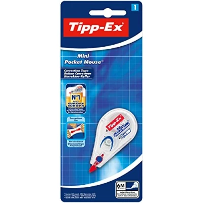 Abbildung von Tipp Ex Korrekturroller Mini Pocket Mouse, 6 m x 5 mm, 1er Pack, Ideal für das Büro, Home Office oder die Schule