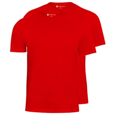 Abbildung von STARK SOUL® T Shirt 2er Pack, Baumwolle, Rundhalsschnitt Rot Größe M