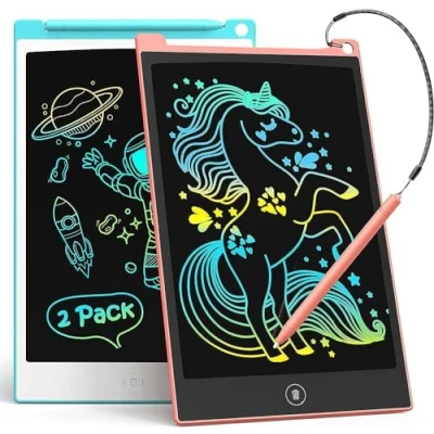 Abbildung von LCD Schreibtafel 2 Pack, 8.5 Zoll Tablet für Kinder und Erwachsene, Löschbarer, Wiederverwendbarer Schreib Zeichenblock, mit Abschließbar Löschen Taste (Blau+Rosa)