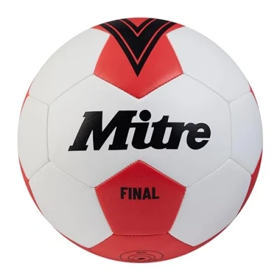Abbildung von Mitre Unisex Erwachsene Final 24 Fußball, Weiß/Lätzchen Rot, 5