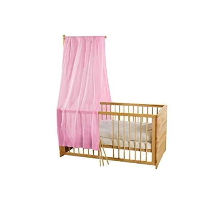 Abbildung von Bio Baby Betthimmel 100% Baumwolle (kbA) GOTS zertifiziert, Altrosa, 115 x 300 cm