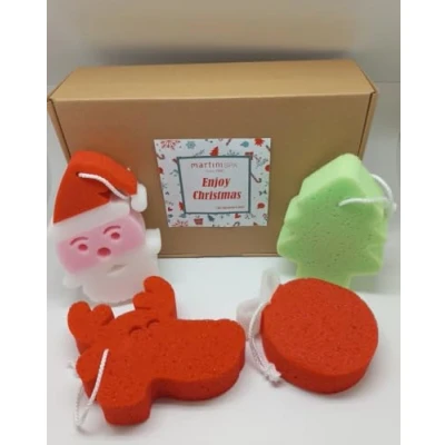 Abbildung von martini SPA Enjoy Christmas 2024 Weihnachtsset bestehend aus 4 verschiedenen Weihnachtsschwämmen, mit Geschenkbox, 30,5 x 21,5 9 cm, 238 g, Einheiten Hergestellt in Italien