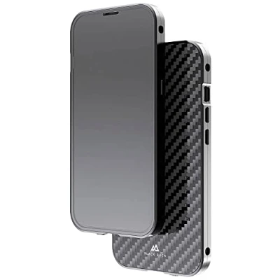 Abbildung von Black Rock Hülle 360 Grad Glass Case Passend für Apple iPhone 14 Plus I Carbon Handyhülle, Karbon Rückseite (Transparent mit schwarzem Rahmen)