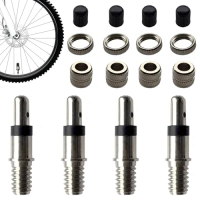 Abbildung von 16 Teile Fahrradventil Blitzventil Ersatz Set, Ventil Einsatz mit Dichtung, Mutter, Kappe, Zubehör, Citybike Fahrrad Ventil, Wechsel, für DV/NV/BV Bike Valve