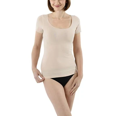 Abbildung von Albert Kreuz Unterhemd Tiefer Rundausschnitt Atmungsaktiv Unterhemd/shirt, Damen, Größe: Small, Beige