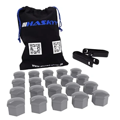 Abbildung von HASKYY 20x Silber Radschraubenkappen SW19 Radmutternkappen UNIVERSAL Kunststoff Kappen Abdeckungen passend zu Allen Auto Radschrauben Radmuttern mit Schlüsselweite 19 Made IN Germany