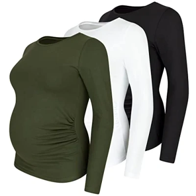 Abbildung von M.M.C. 3 PACK Langarmshirt, Damen, Größe: Large, Schwarz weiß khaki