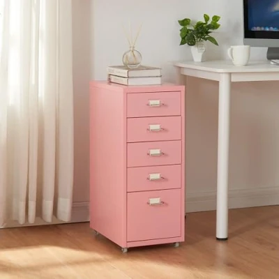 Abbildung von en.casa Rollcontainer, »Kökar« mit 5 Schubladen Bürowagen Rosa