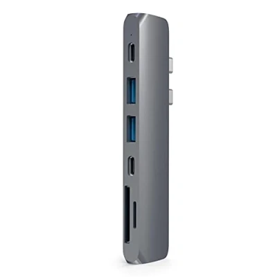 Abbildung von SATECHI Type C Pro Hub Adapter mit USB PD (40 Gbps), 4K HDMI, Data, SD/Micro Card Reader, 3.0 Für M2/M1 MacBook Pro/Air (Space Grau)