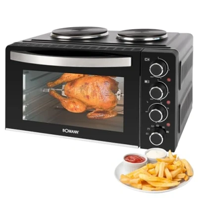 Abbildung von BOMANN Minibackofen KK 6059 CB, Mini Backofen mit Kochplatten und Drehspieß